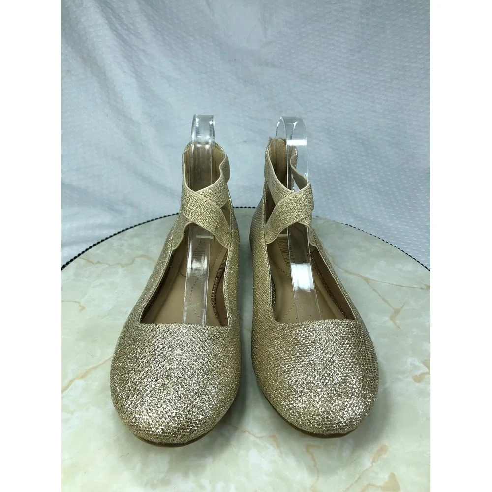 Dream Pairs Sole-Stretchy Glitter Ballet Flats Women 8 Gold Ankle Strap Evening